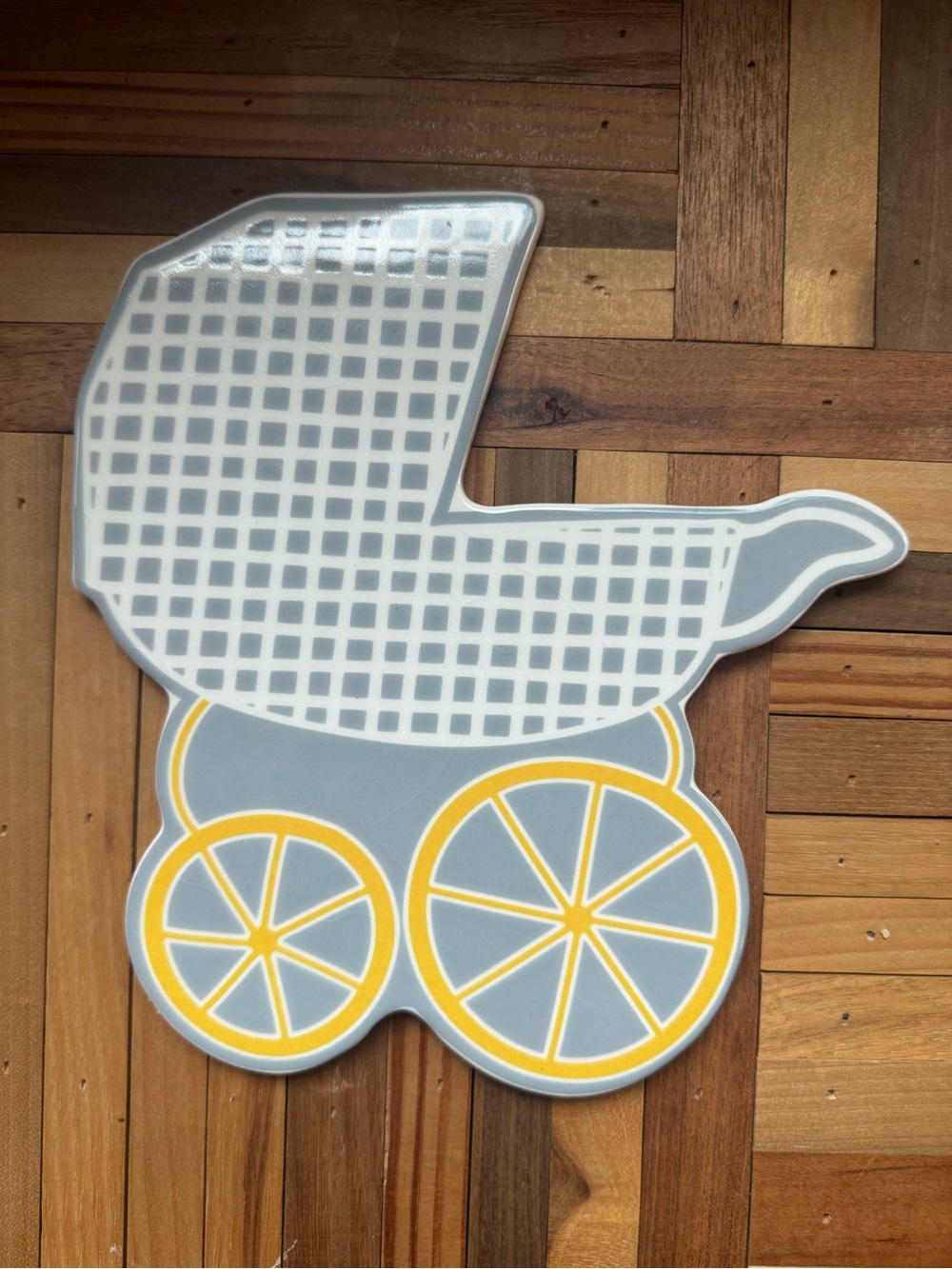 Coton Colors Gray and Yellow Baby Carriage Accent